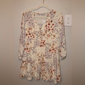 American Eagle Floral VNeck Boho Mini Dress Womens Size XS